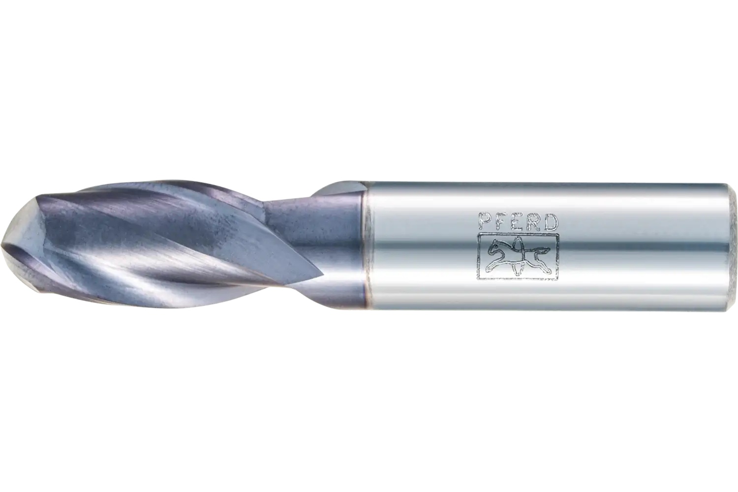Picture of Pferd Ball Nose End Mill, 2 flutes, 5/8" Dia, 1-1/4" APMX, 3-1/2" OAL, cylindrical shank